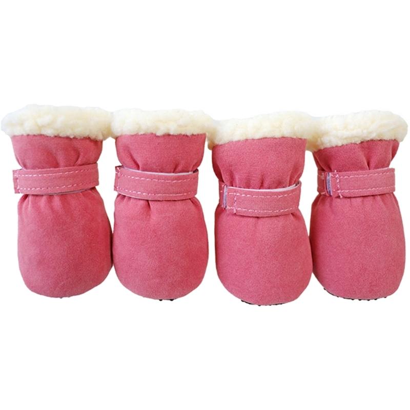 Winter Warm Pet Shoes 4pc/set Cute Dog Booties Snow Walking Puppys Booties Shoes Casual Fashion No-slip Dog Shoes