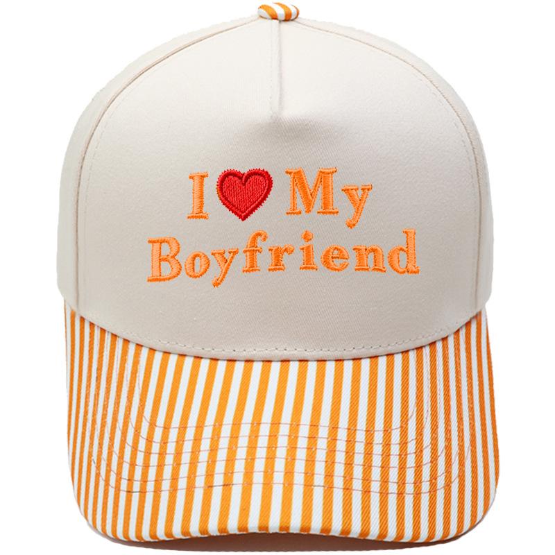 My Boyfriend Love Embroidery Truck Driver Baseball Cap Retro Color Matching Men's and Women's Casual Sun Hat