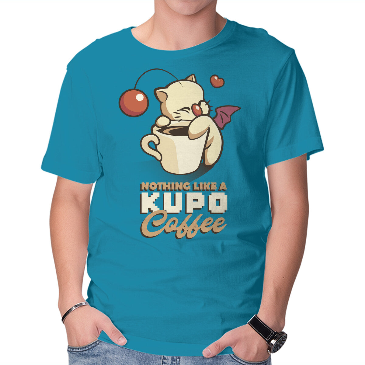 Unisex Crew Neck T-Shirt Nothing Like A Kup-O-Coffee Graphic Short Sleeve Casual Tee XL