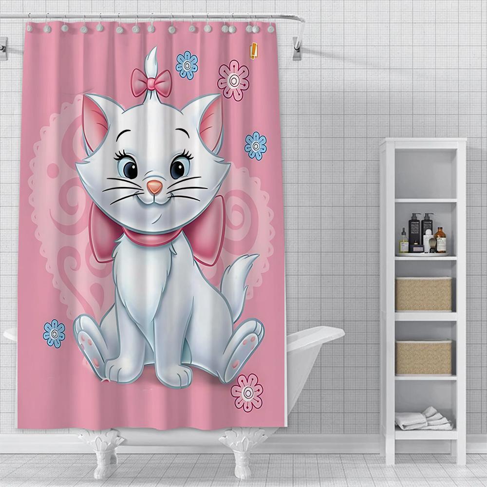 Shower Curtain Waterproof Polyester Fabric Paint Colorful Bath Disneys Marie Cat Curtains Home Bathroom Decor Curtain With Hook