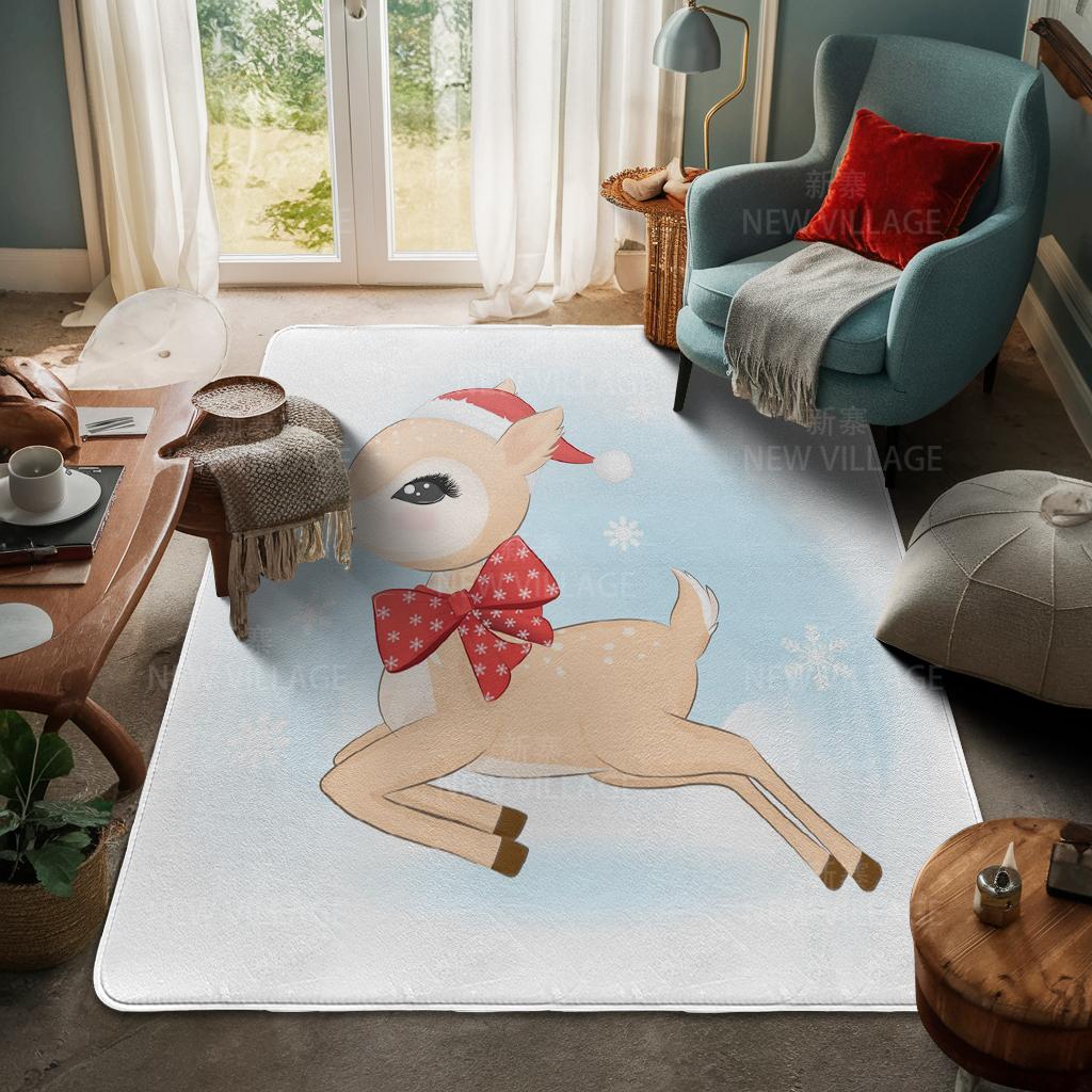 House Entrance Carpet Home Door Mat Living Room Bath Foot Bathroom Non-slip Water Absorption Rugs Bath Merry Christmas Winter