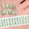 Cute Green Apple Cartoon Cat Eye Wearable Nails for Kids