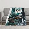 Comfortable winter owl flannel blanket with reversible accessories holiday Christmas design,mixedcolorpatternforholidayblankets