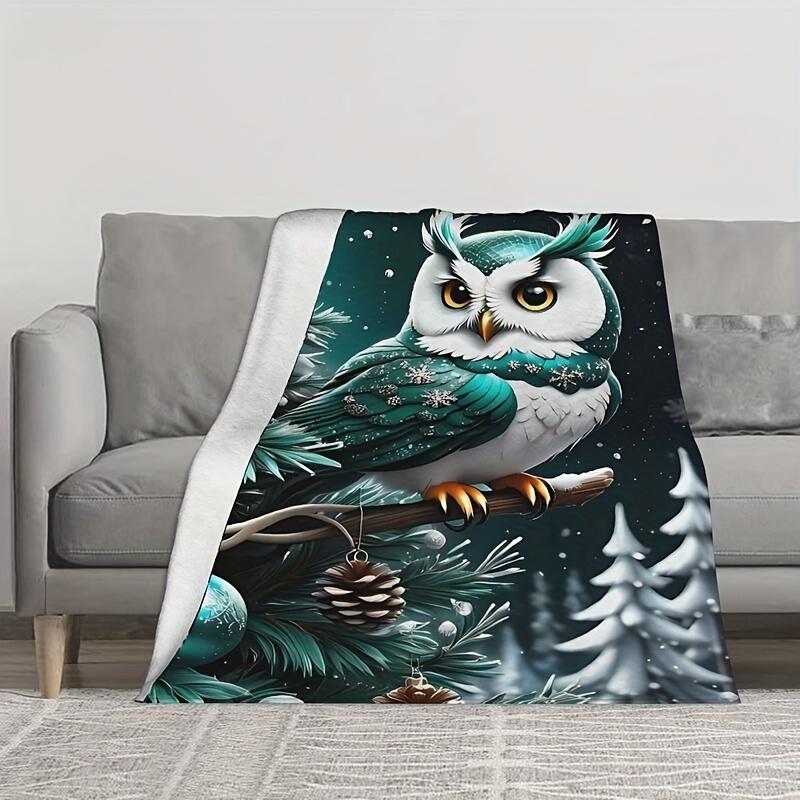 Comfortable winter owl flannel blanket with reversible accessories holiday Christmas design,mixedcolorpatternforholidayblankets