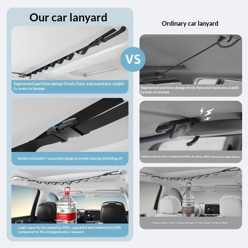 Car Clothes Drying Rope Easy To Store Multifunctional Hanging Hanger for Car Rear Seats Outdoor Road Trip Camping