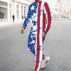 Men Vintage Star Stripe Print Long Sleeve Sweatshirt Drawstring Cuffed Jogger Pants Two Piece Streetwear Suit