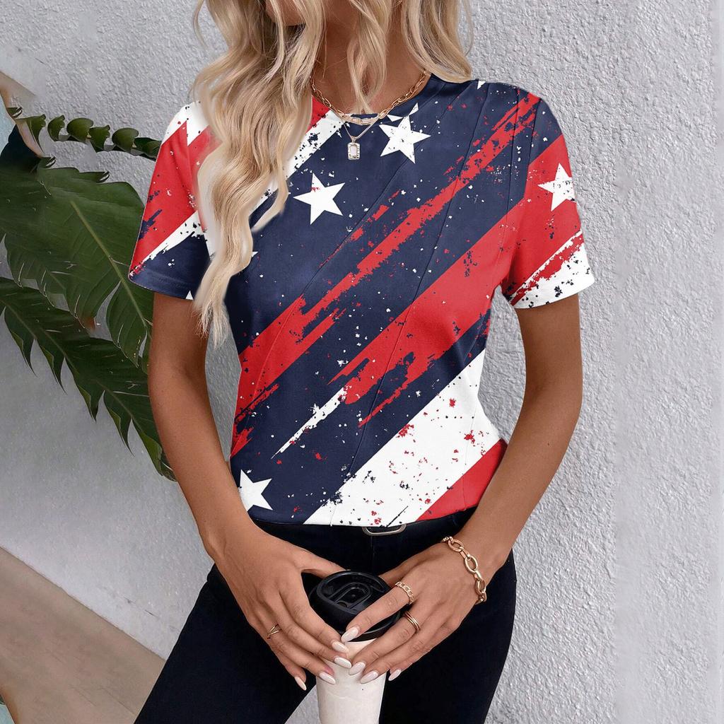 Top Feminino de Manga Curta com Estampa do Dia da Independência