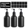 500ml Matte Black Lotion Bottle Plastic Refillable Bottle with Labels Wall-mounted Lotion Bottle Holder Shampoo Conditioner