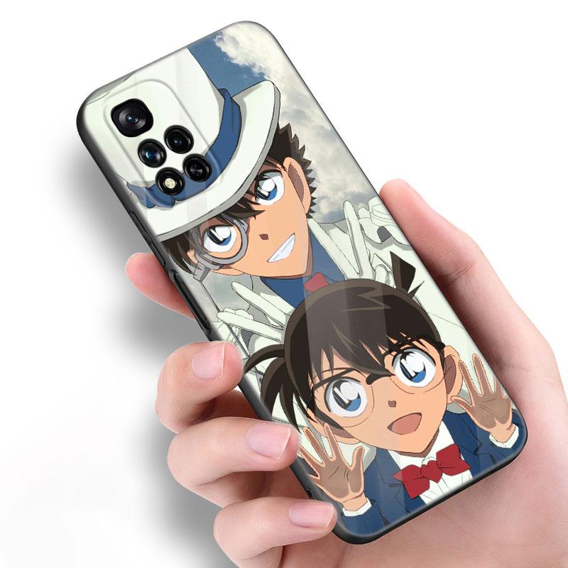 Anime Detective Conan Black Silicone Phone Case For Xiaomi POCO X3 X4 NFC F5 M3 M4 M6 X5 X6 Pro F3 F4 GT 5G C55 C65 M5