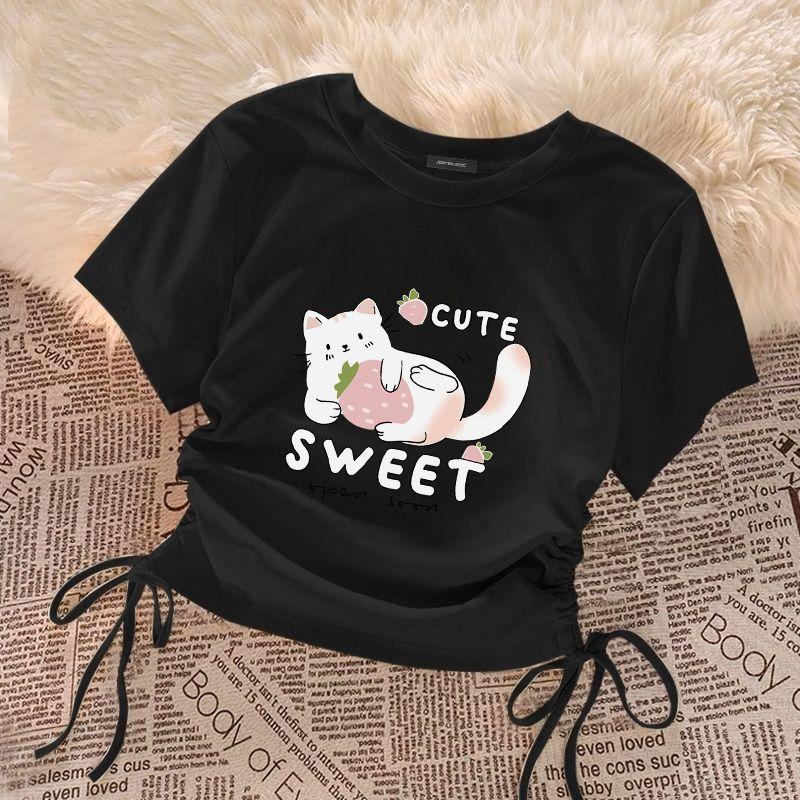 Girls' Solid Color T-shirts Short-sleeve Tops for Kids Summer Children Tees Teenager Blouse Baby Outfits Clothing