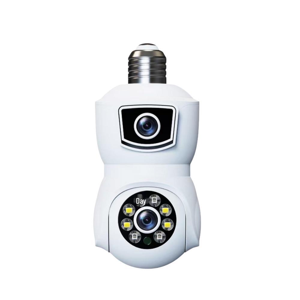 Dual Lens WiFi PTZ Smart Bulb Surveillance Camera with Full Color E27