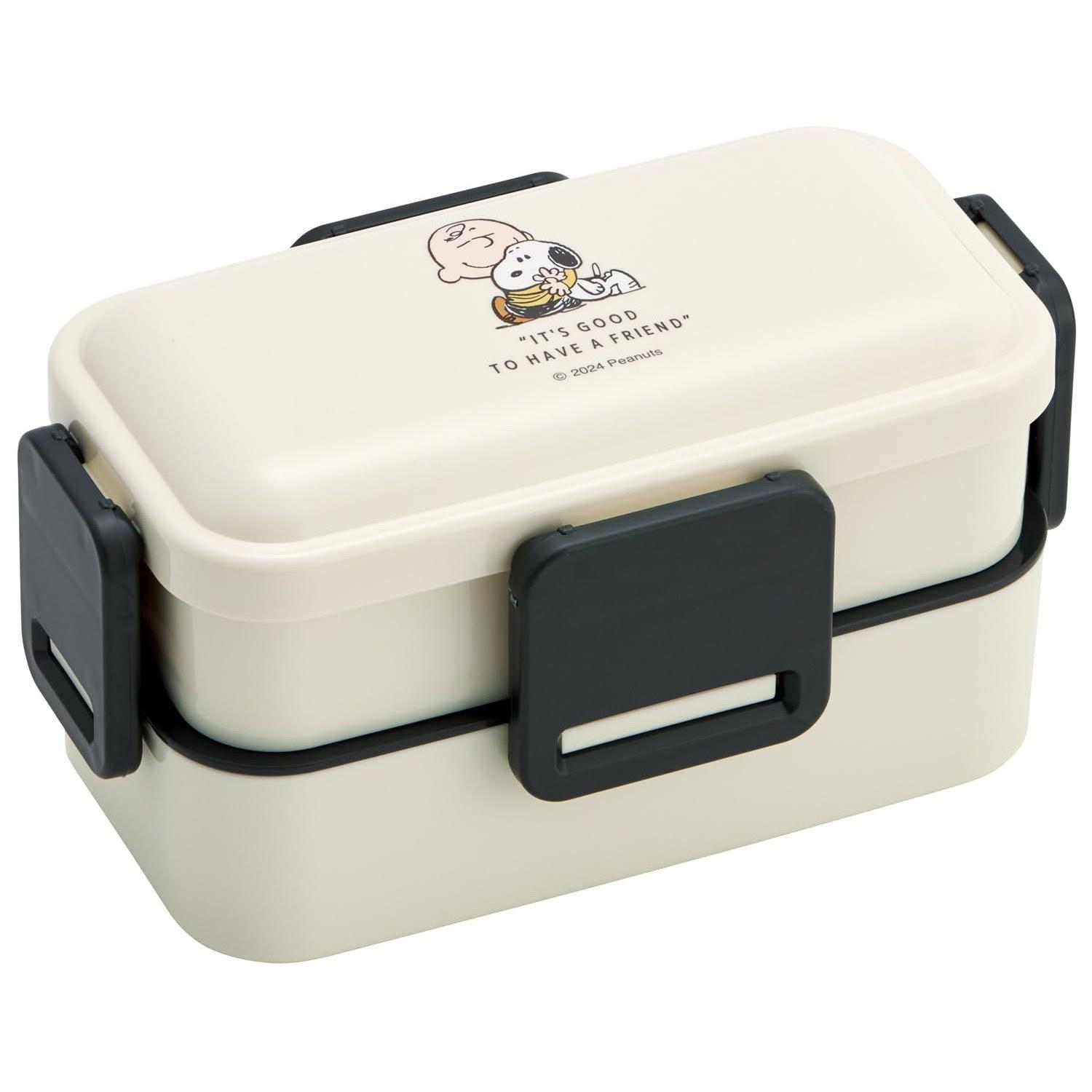 Skater Bento Box 2-tier 600ml women made Japan dome-shaped lid that allows fluffy serving lunch dishwasher safe microwave Snoopy badge PFLW4AG-A.