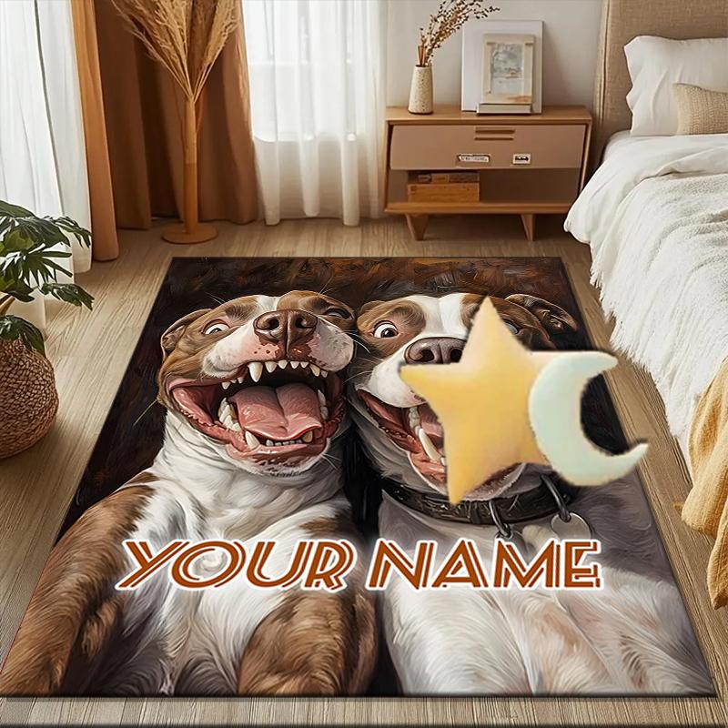 1PC Custom Name Dogs With Big Smiles Theme Floor Mat Ideal for Living Room, Game Rooms, Office, Bedroom,Floor Mat Playful Design190