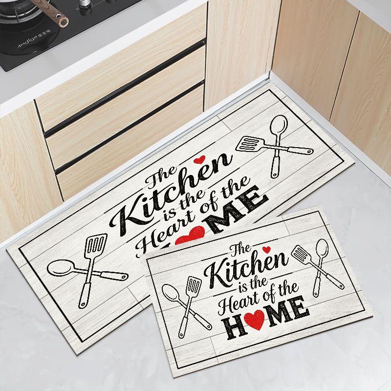White Wood Grain Kitchen Mat Non Slip Waterproof Runner Rug Kitchen Is The Heart Of Home Farmhouse Floor Carpet