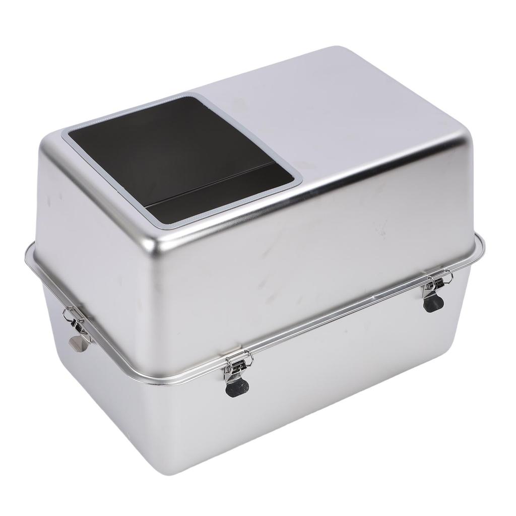 Enclosed Metal Cat Litter Box with Lid Scoop Large Capacity Prevent Splashing Top Entry Stainless Steel Cat Toilet For