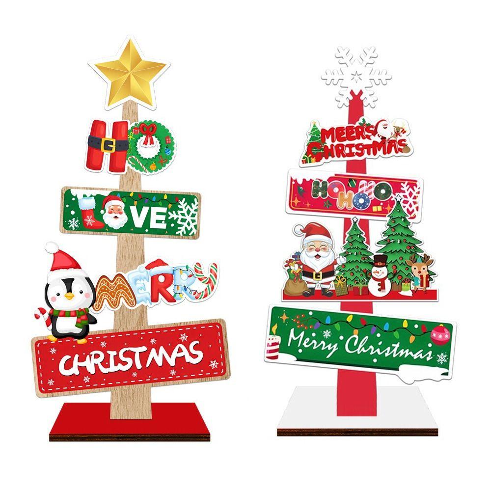 Wooden Material Wooden Xmas Tree Ornaments Festive Messages Welcome Sign Snowman Sign Themed Ornaments Tree-Shaped