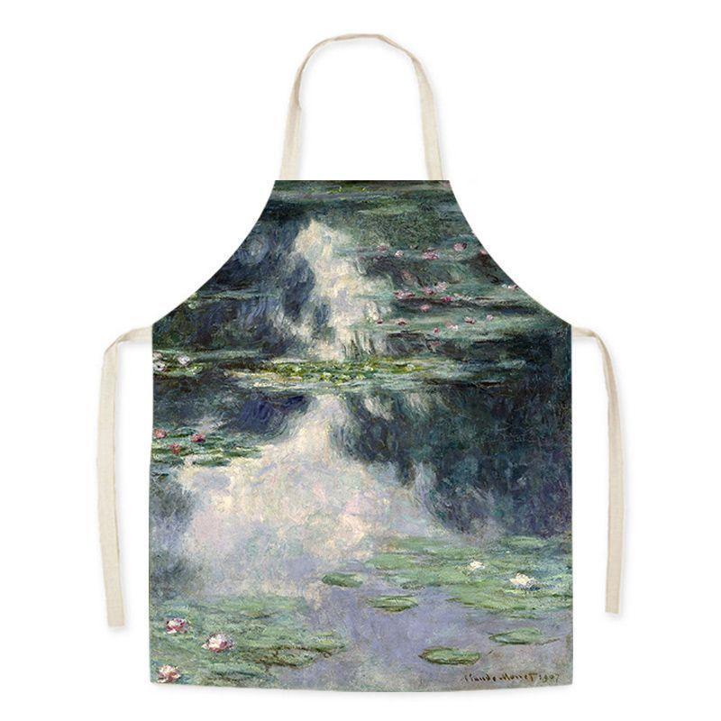 Monet Art Oil Painting Art Student Literary Apron Mori Studio Adult Sleeveless Kitchen Work Waist Bib