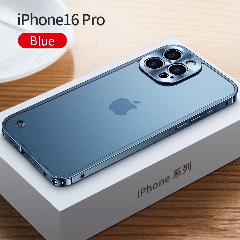 Coque de téléphone à cadre métallique Pour iPhone 17 11 12 13 14 15 16 Pro Max Alliage d'aluminium Protection Complète de l'Objectif Coque Arrière Métallique Plaqué Pour iPhone 13 mini