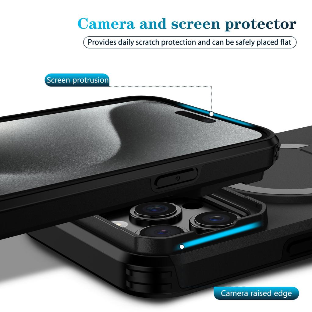 For iPhone 13 Pro Max Clear Phone Case with Lens Kickstand Cover Compatible with MagSafe