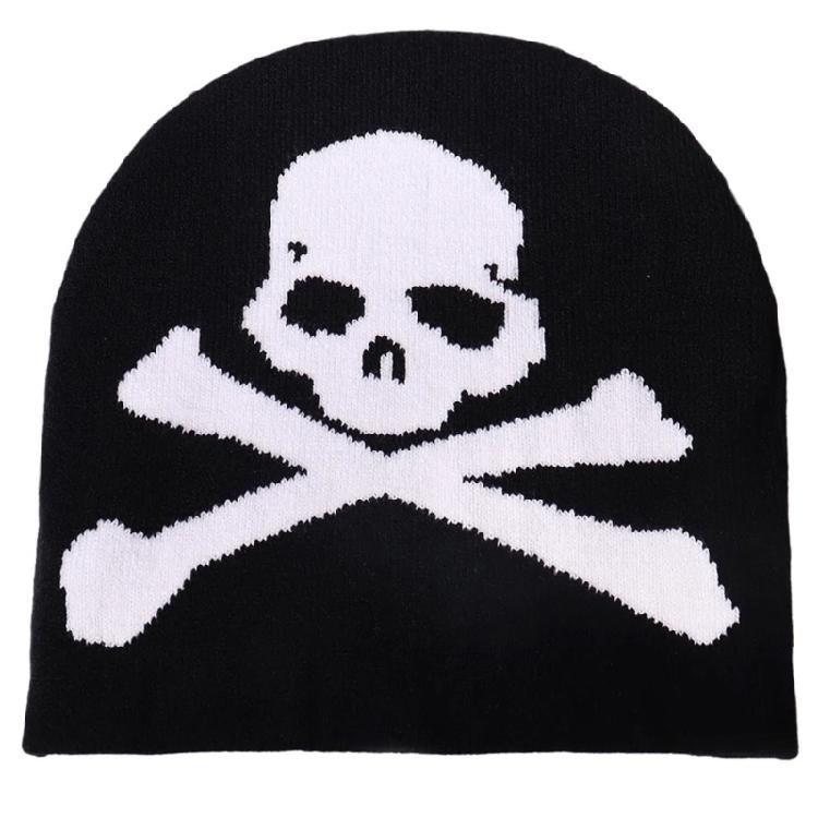 

Elastic Windproof Beanies Knitted Hat with Skull Pattern for Adult Keep Ear Warm Hat Cold Weather Skiing Cycling Supply чорний
