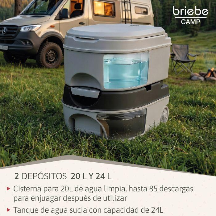 Toilette Portable Roulettes WC Chimique 22L Camper, Camping, Auto Caravane Briebe WC1196G Gris