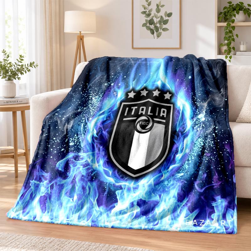 Italy Football Printed Flannel Blanket Warm Comfort Bed Throw For Indoor Home Decoration