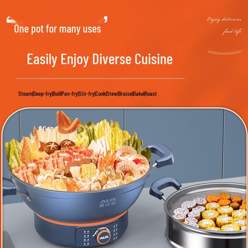 Aux 34CM Multi-functional Electric Steamer and Wok