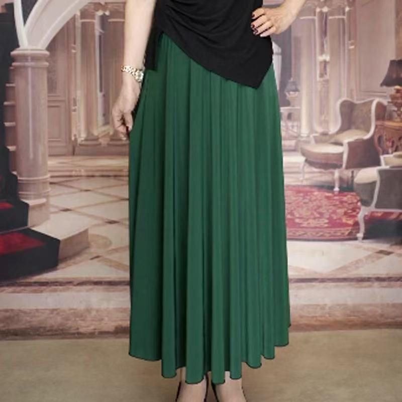 Ice Silk Floral Midi Skirt With Breathable Fabric For Middleaged Women Casual Wear