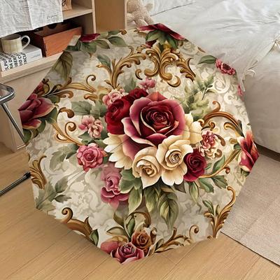 1PC Floral Pattern Rose Automatic Open/Close Umbrella with Windproof, 8-Rib Sturdy Canopy, Durable Ribs, Fashionable Design,1293a