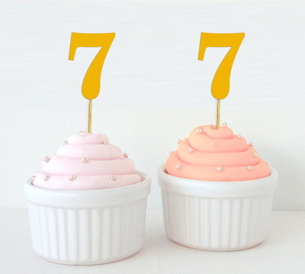 Darling Souvenir| Number 7 Birthday Year Cupcake Toppers| Birthday  Anniversary Party Dessert Decorations - Pack Of