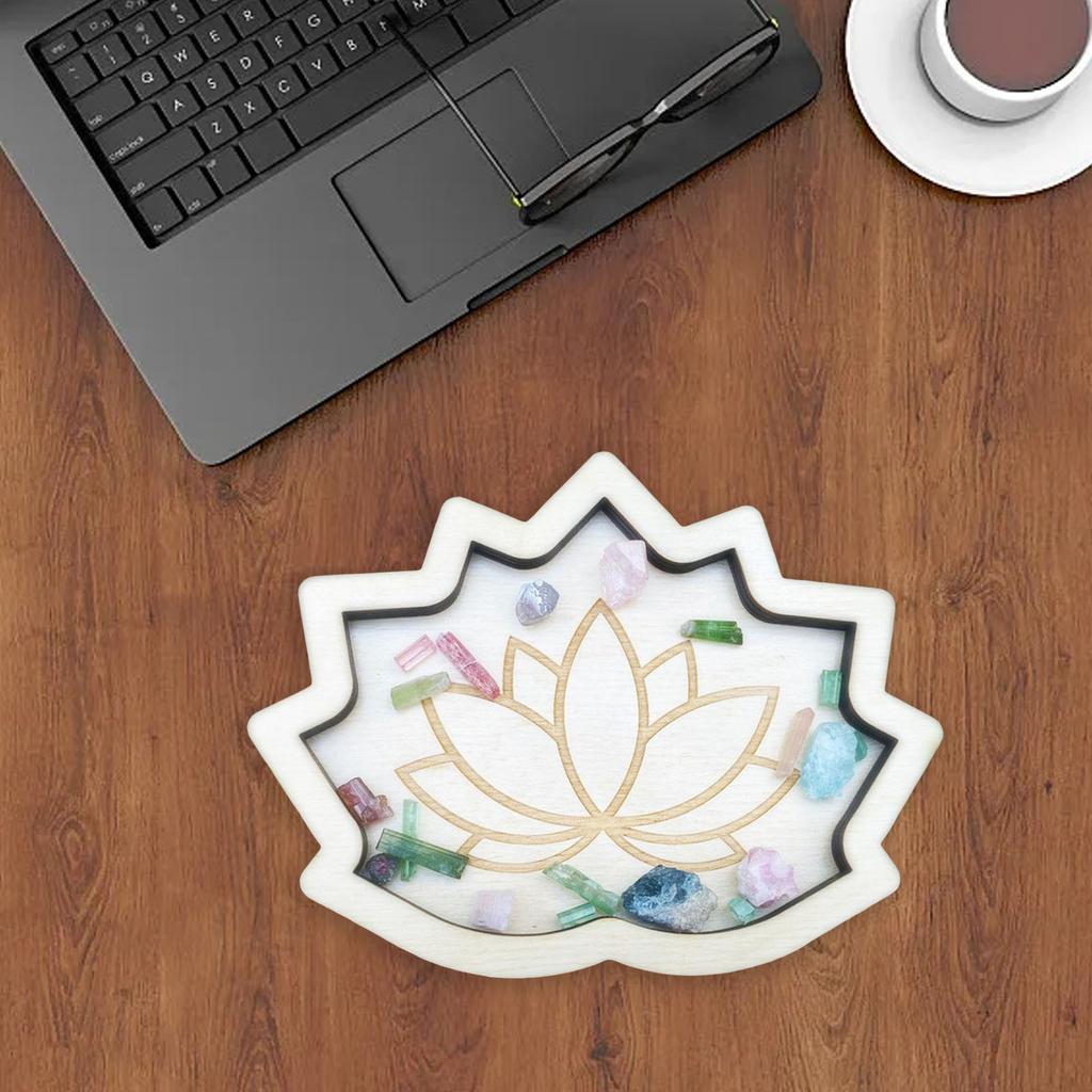 Wooden Tray Desktop Accessories Flower Wooden Crystal Storage Holder Display Tray Desk Accessories Room Decor