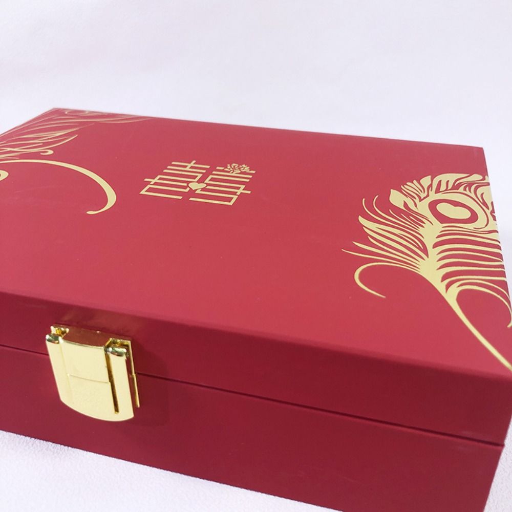 Velvet Golden Jewelry Set Storage Box Red Bracelet Necklace Gift Case  Women/Girl