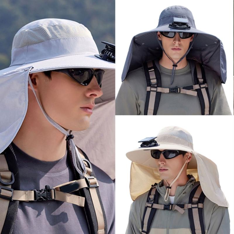 Rechargeable Outdoor Hat Built In Fan Solar Charging Lightweight Breathable Sun Protection For Men Women