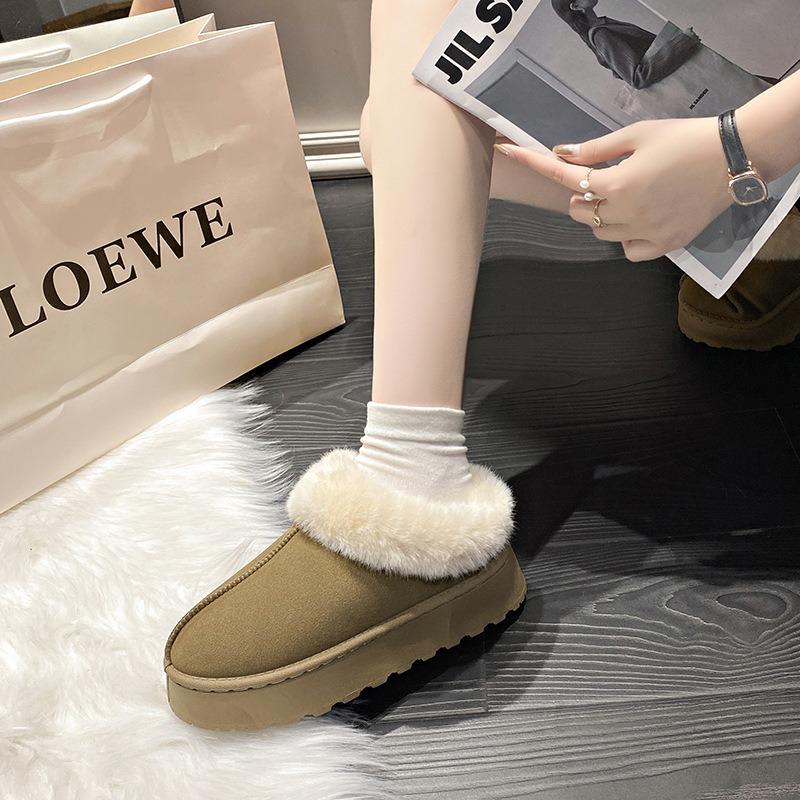 European and American Large-size Autumn and Winter New Thickened Warm Snow Boots for Women with Thick Soles and One Pedal of Fluffy Boots
