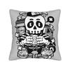 Black Grey Skull Face Día De Los Muertos Pillowcases Novelty Pillow Case For Sofa Home Decor Soft Pillow Cover