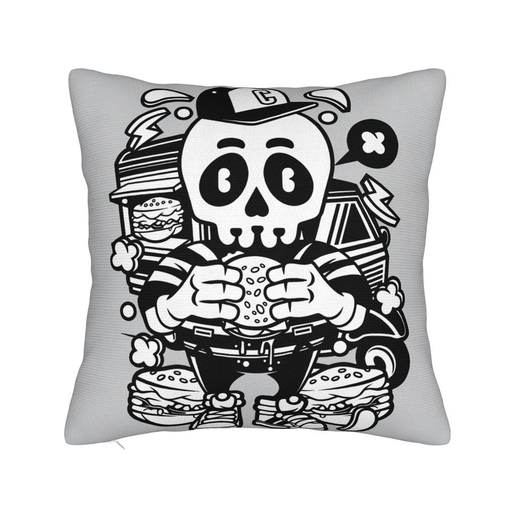 Black Grey Skull Face Día De Los Muertos Pillowcases Novelty Pillow Case For Sofa Home Decor Soft Pillow Cover