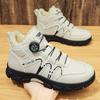 Herren Winter Fleece-gefütterte High-Top Baumwollschuhe Drehschnalle Trendiger Britischer Stil Martin Stiefel.