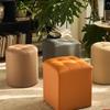 Premium Leather Stool-Square/Round Ottoman for Home/KTV PU Leather Footrest with Non-Slip Base Stylish Bar Stool for Living Room