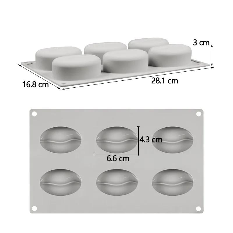 6 komor 3D Silikonová forma na ledové kostky Kávové zrno Forma na zrnka Cukroví Fondán Mousse Dort Mléčná čokoláda Dezert Mýdlo Vosk Formy