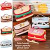 Big House Shape Cartoon House Pen Bag Hand-held Large Pencil Pouch PU Stationery Bag  Kids Children