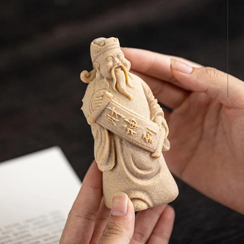 Sandstone God of Wealth Statue Chinese mythological figure ornaments Home Office Wealth Gathering Decoration Accessories