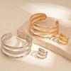 Exaggerated Metal Multi-layer Open Bracelet Ring Sets for Women 2025 Personality Fashion Simple Light Luxury Jewelry Set