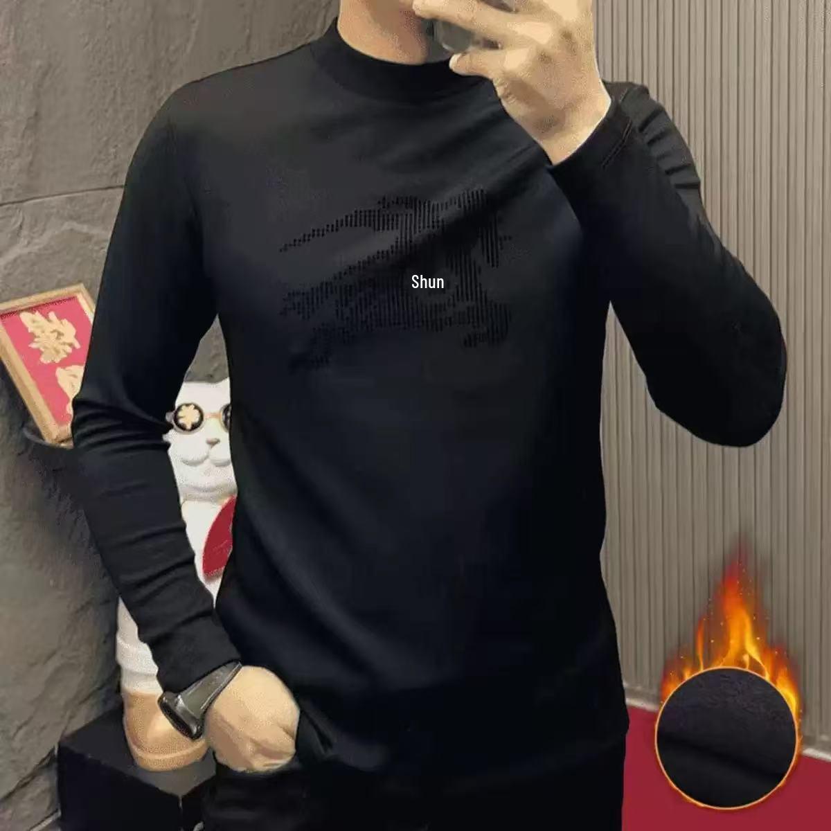 

Men s Autumn/Winter European Style Versatile Long-Sleeve Hoodie 5XL чорний