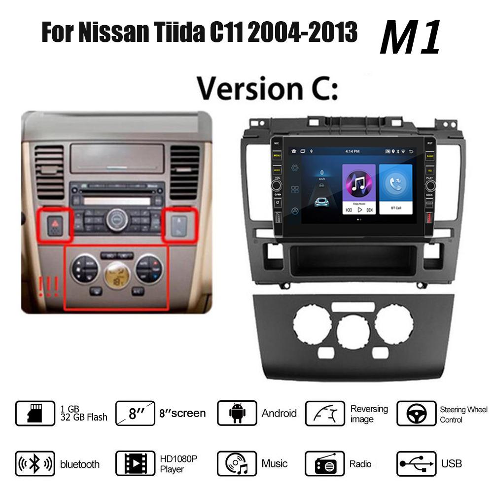 8 Inch Android Car Radio Multimedia Video Player for Nissan Tiida C11 2004-2013 With Button Knob Carplay WiFi BT 2 Din 2+32GB