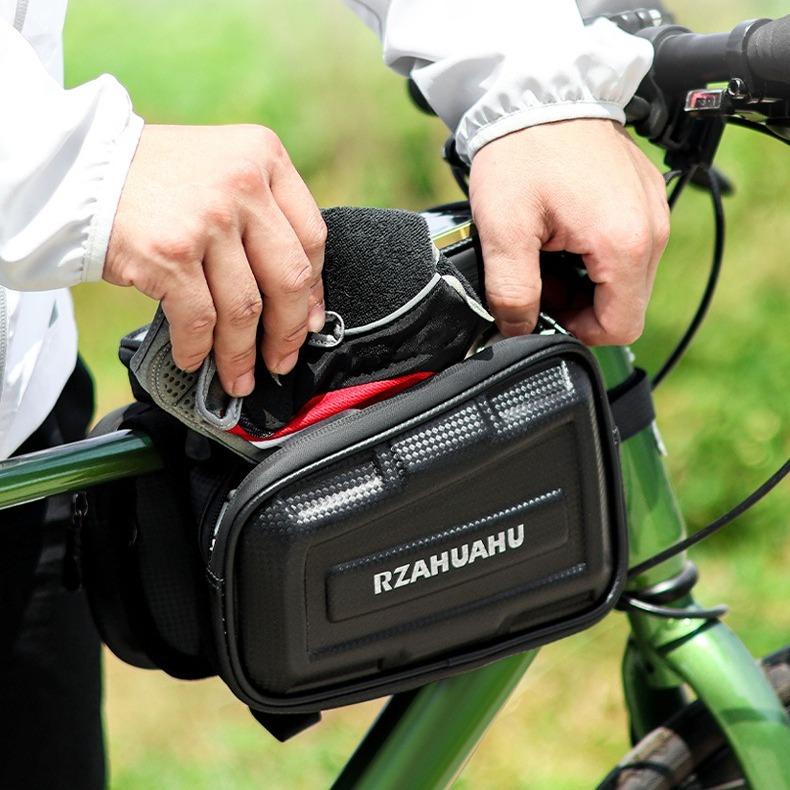 Bike Front Beam Bag Support Touch Screen Bike Phone Mount Bag Large Capacity Cycling Top Tube Bag for 7in Phones