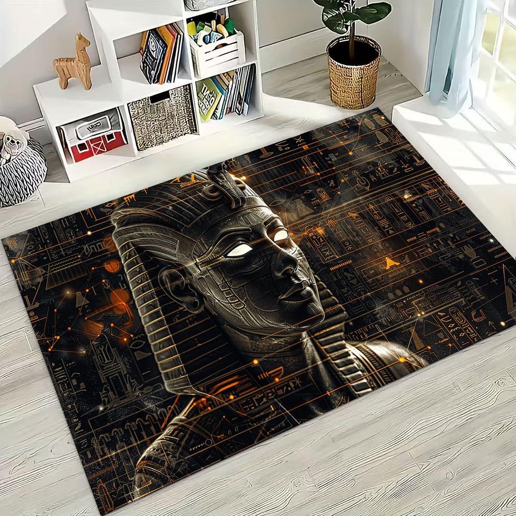 Ancient Egyptian God Dead Anubis Pharaoh Tutankhamun Mask Rug for Bedroom Living Room Sofa Home Doormat Decor,Non-slip Floor Mat