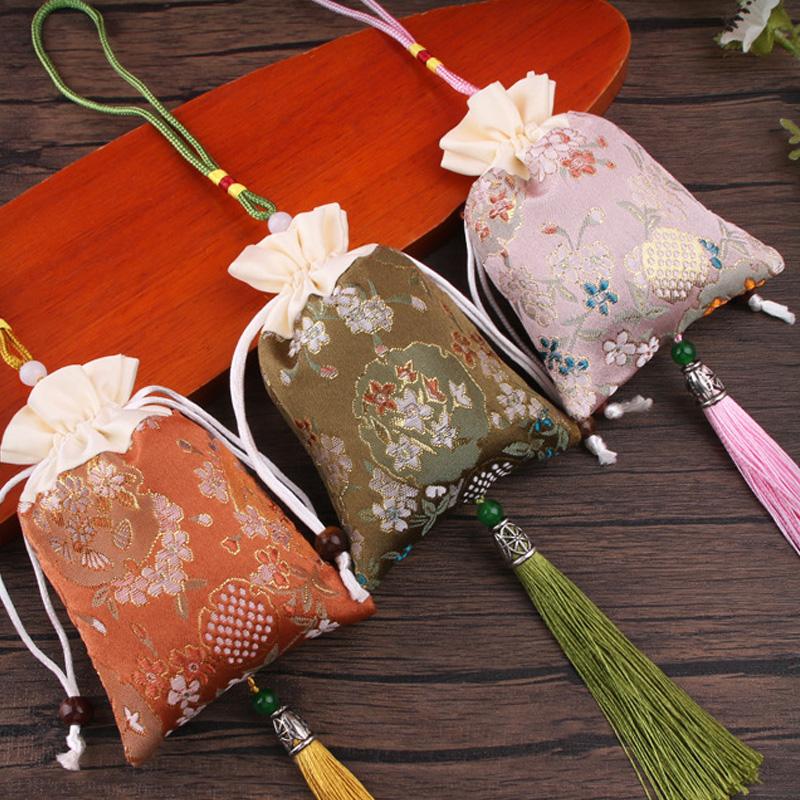 1PC Embroidery Jewellery Bag Flower Satin Reusable Storage Pouches Elegant Gift Bags Traditional Brocade Drawstring