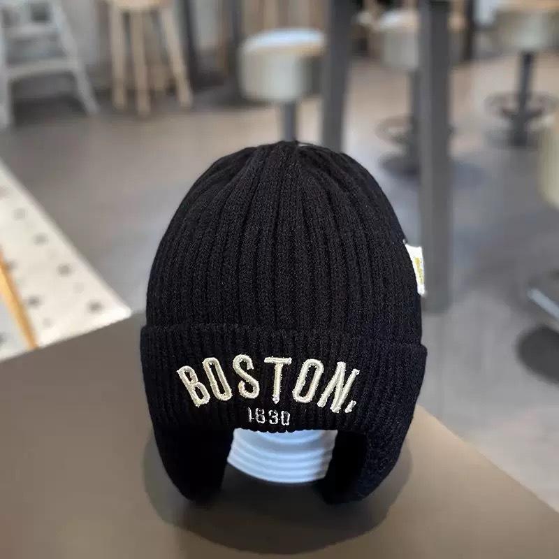 Children's Warm Knitted Korean-Style Hat with Letter Embroidery and Ear Protection