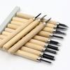 6-12pcs High Manganese Steel Engraving Knife with Wooden Handle Professional Handmade Wood Carving Chisel Tools Kit