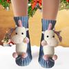 Christmas Floor Socks Non Slip Knit Sweater Socks Winter Thick Warm Socks Cartoon 3D Cute Animal Socks Funny Household